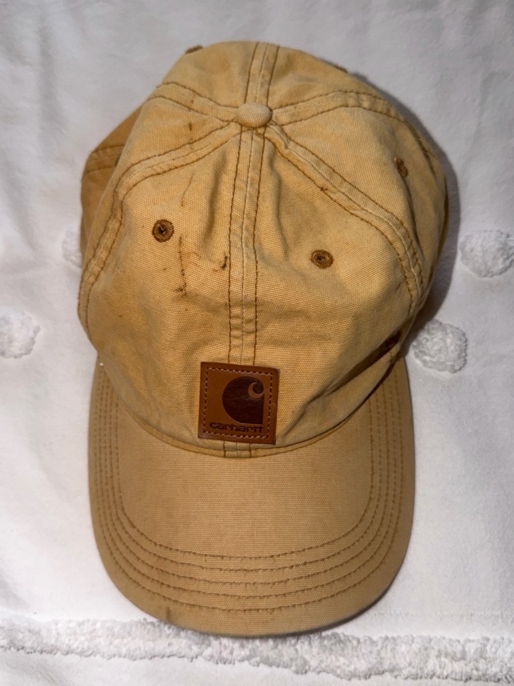 Carhartt Tan Canvas Logo Cap with Leather Patch